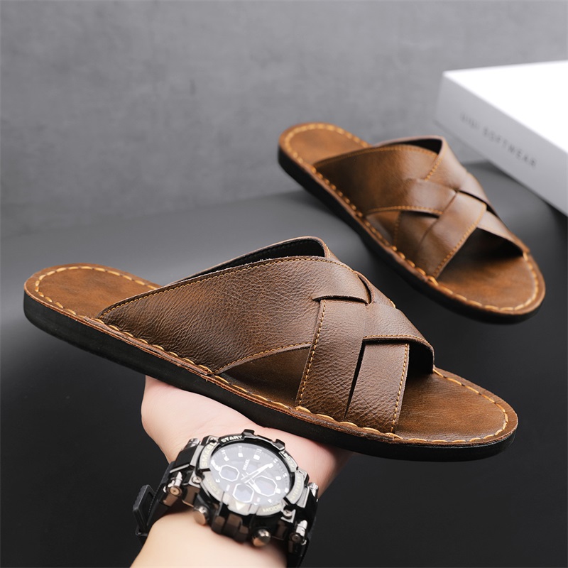 Men'S Shoes Top Brands - Genuine Leather Men Casual Sandals Summer