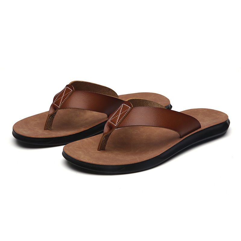 Men'S Shoes Top Brands - 38-47 New Italian Leather Flip-flops for