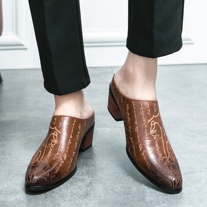 Men Brown Leather Mules Slippe - огляд і ціна Men'S Shoes With Toes